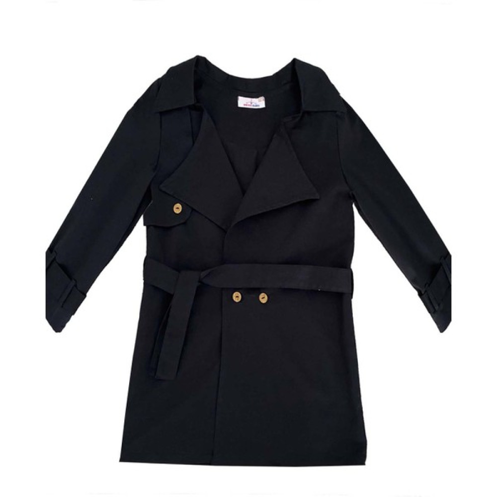 Shecco Babba Çocuk Siyah Trençkot Kemerli Unisex Kız Çocuk Mont Fiyatı
