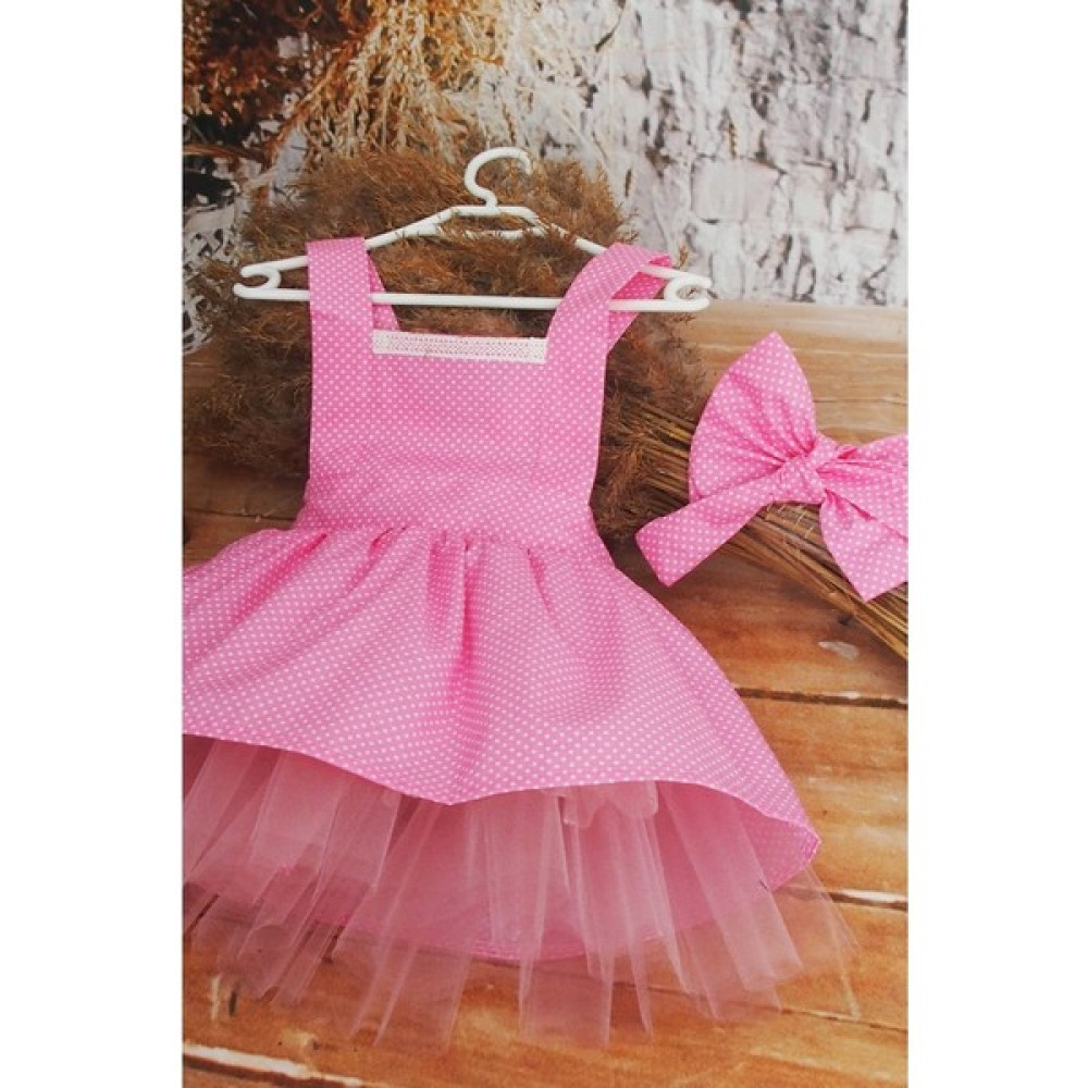 Shecco Babba Pembe Puantiyeli Kız Çocuk Tütü Elbise Bandana Takım 1-10 Yaş Doğum Günü Elbisesi Kız Çocuk Elbise Fiyatı
