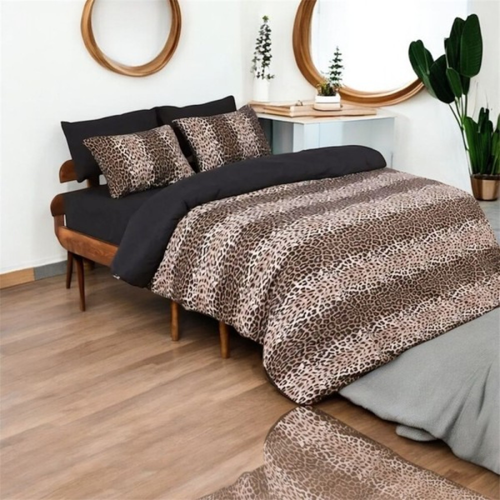She&Co Çift Kişilik Nevresim Seti- Leopar (Çarşaf Yoktur) - Bej - Kahverengi - 200 x 220 cm Nevresim Takımı Fiyatı