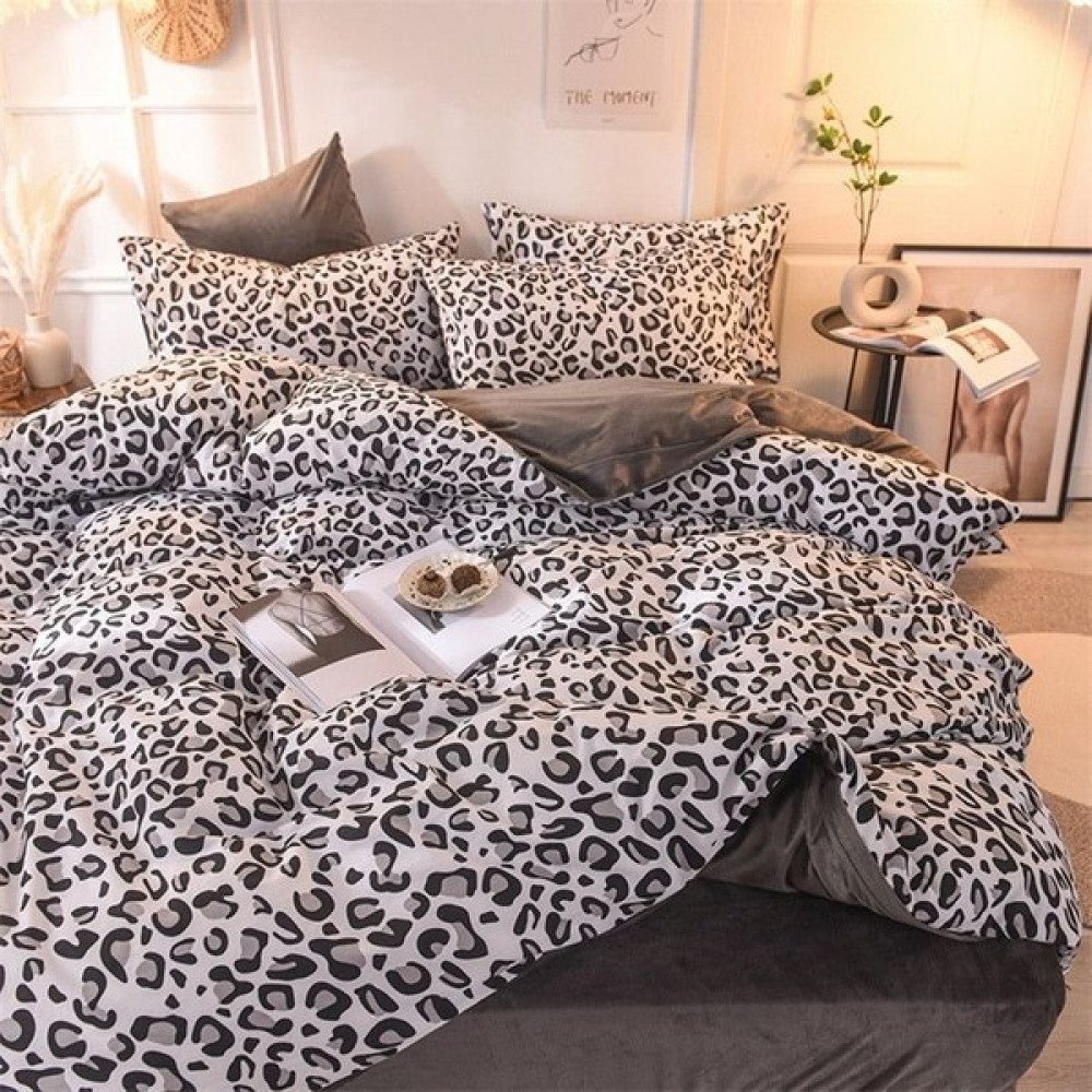 She&co Çift Kişilik Nevresim Seti- Siyah Leopar (Çarşaf Yoktur) - 200 x 220 cm - Beyaz - Siyah Nevresim Takımı Fiyatı