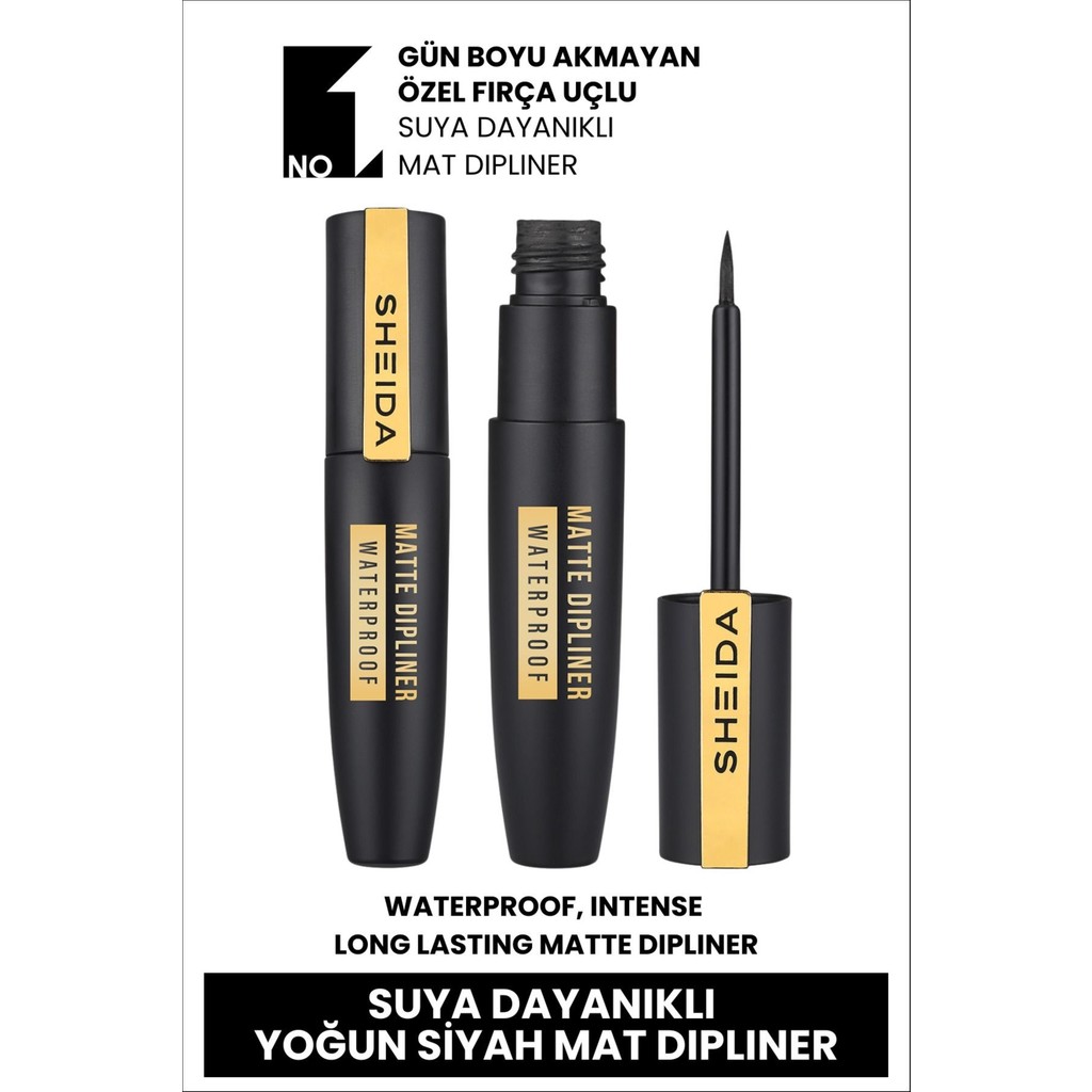Sheida Siyah Mat Dipliner Suya Dayanıklı Yoğun Pigmentli Gün Boyu Kalıcı Makyaj İçin Diğer Fiyatı