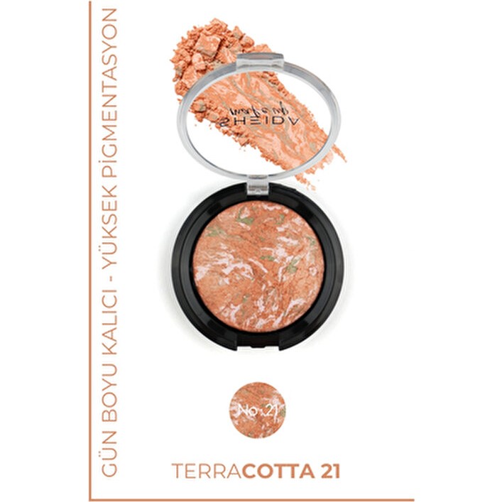 Sheida Terracotta Allık Pudra No:21 Işıltılı Özellikte Ciltle Uyumlu Mozaik Renk Tonları - Bej Diğer Fiyatı