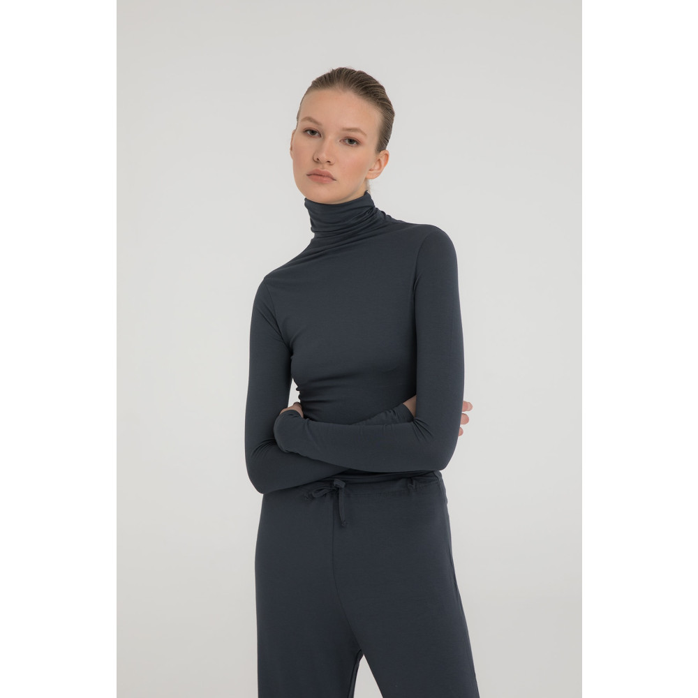 SHEISMONO Ultra Soft Balıkçı Yaka Bluz Füme S Beden Bluz Fiyatı