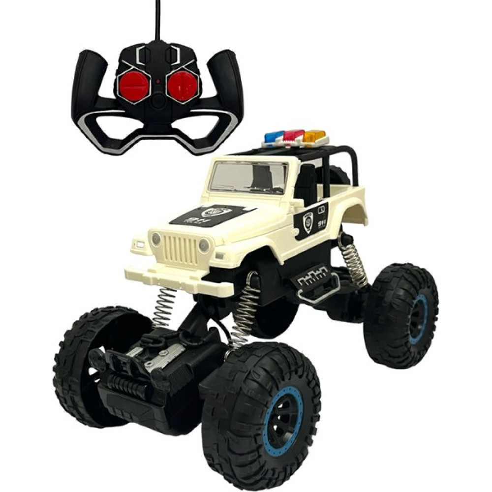 Shem Uzaktan Kumandalı Sarjlı Amortisörlü Full Fonksiyon 1:18 Ölçek 4x4 Polis Jeep Crazy Truck - Beyaz Oyuncak Araç Fiyatı