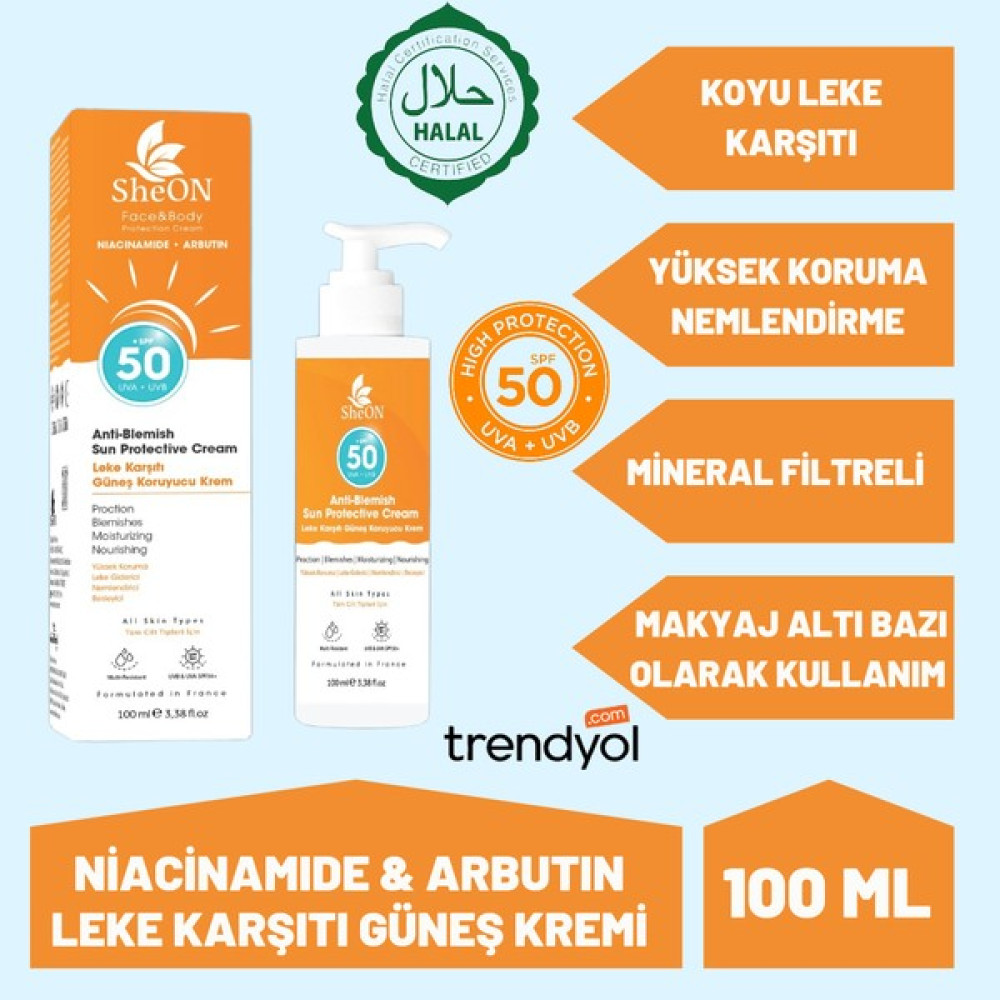 Sheon Leke Karşıtı Güneş Kremi 100 ml Nıacınamıde & Arbutın Spf 50+ Güneş Kremleri ve Losyonları Fiyatı