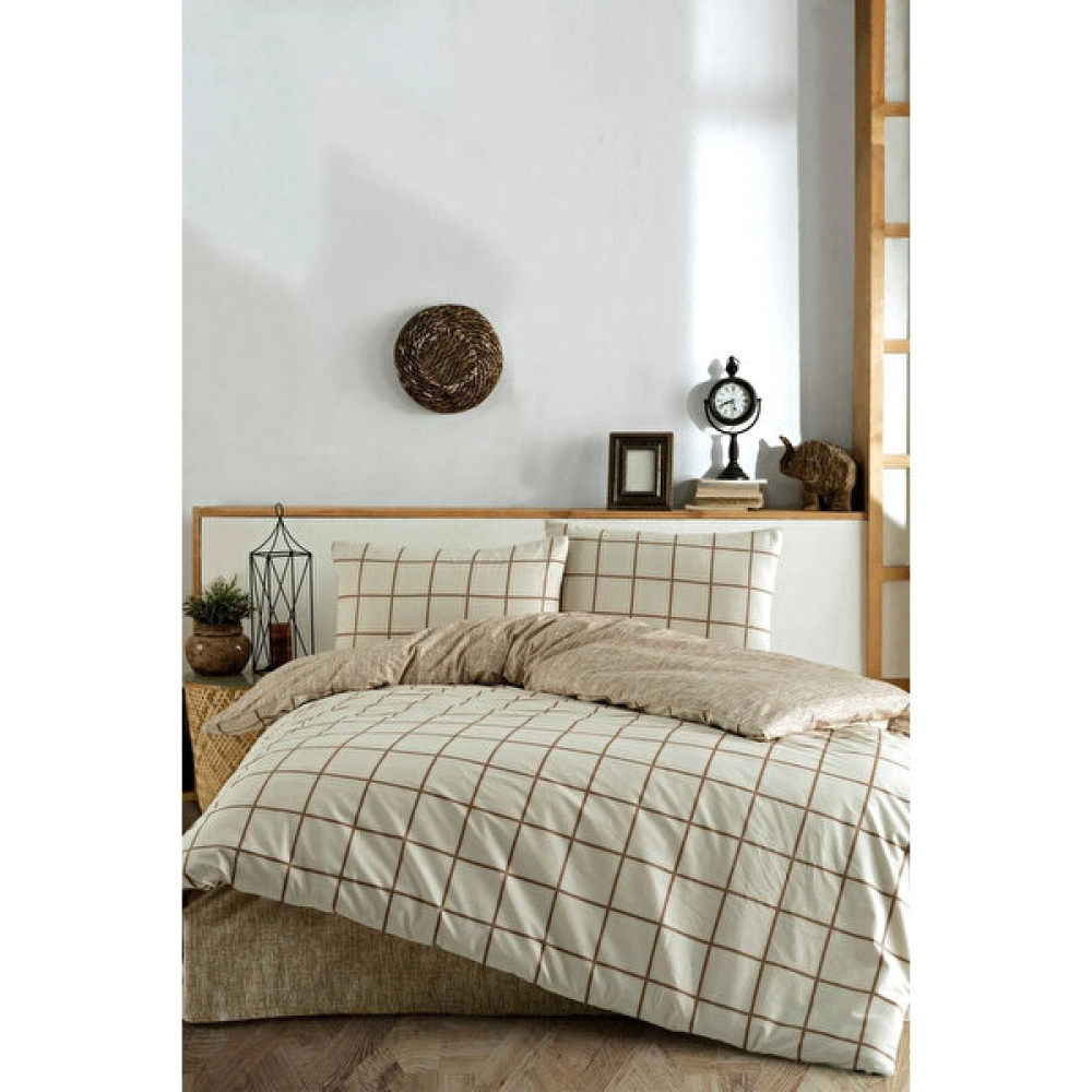 Sheri Home Basic Golden Kare Çizgi Çift Kişilik Nevresim Seti - Bej - 200 x 220 cm Nevresim Takımı Fiyatı