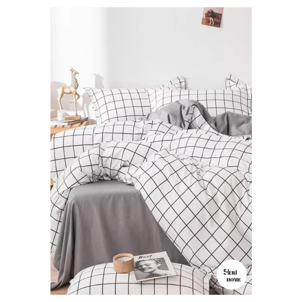 Sheri Home Çarşafı Lastikli Nevresim Takımı Çift Kişilik Kareshrii014532023 Nevresim Takımı Fiyatı
