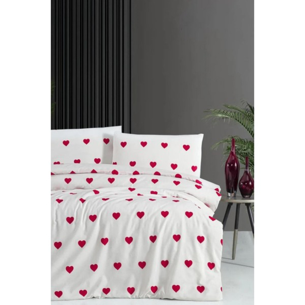 Sheri Home Kalpli Çift Kişilik Çift Kişilik Yorgan Kılıfı NEVRESIM889221969488 - Kırmızı - Beyaz - 200 x 220 cm Diğer Fiyatı