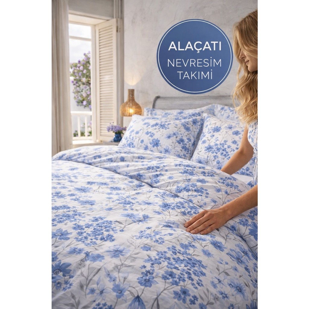 Sheri Home Pure Blue Rose Çift Kişilik Nevresim Seti %100 PAMUK.888ANTRASİTROSE - Mavi - 200 x 230 cm Nevresim Takımı Fiyatı