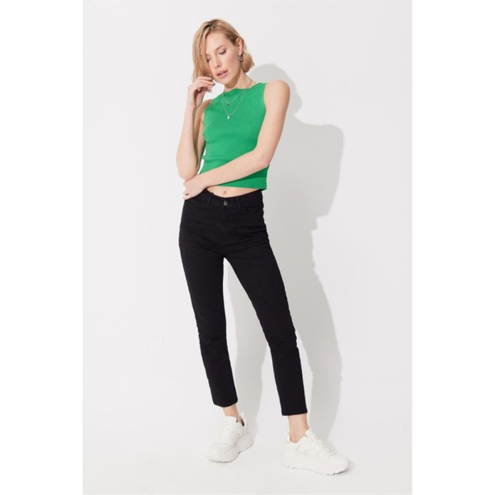 Sherin Siyah Yüksek Bel Straight Fit Jean SS23JP4744Sİ Bayan Jeans / Kot Pantolon Fiyatı