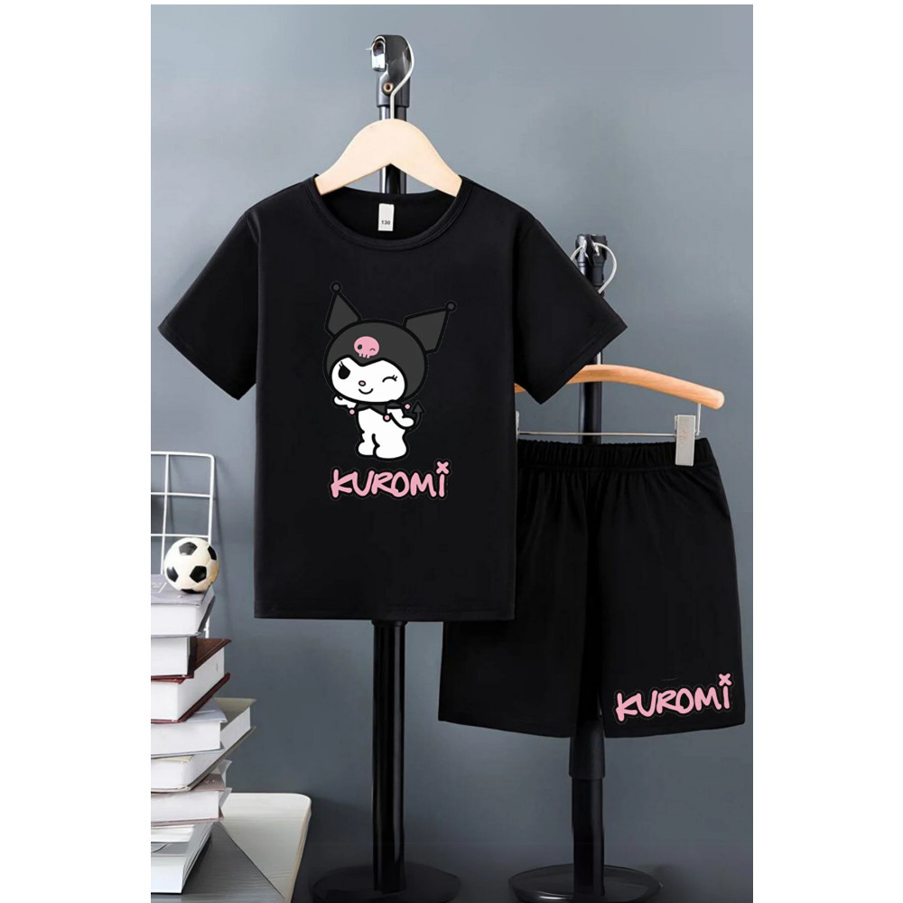 SHERLOCK HOME Kuromi Baskılı Alt Üst T-Shirt Şort Takım 2 Beden Kadın Giyim Fiyatı