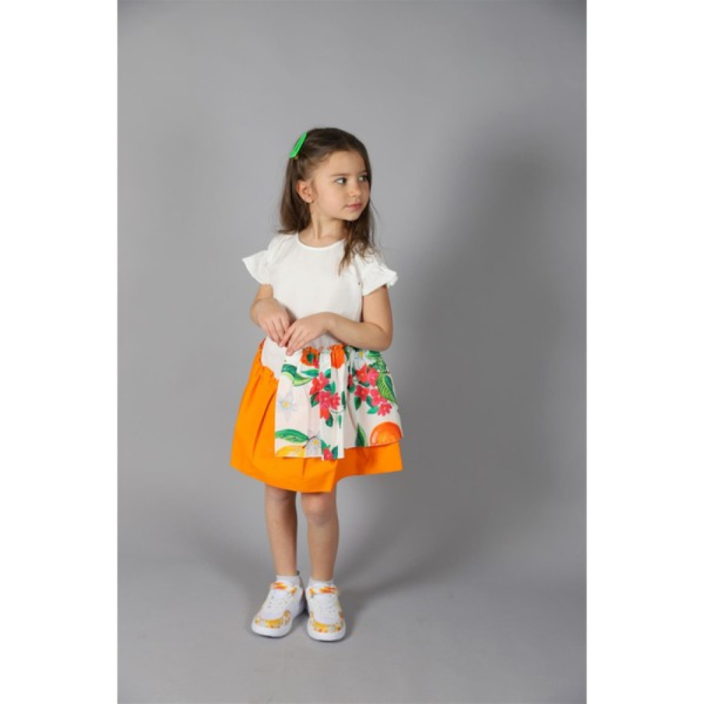SheShe 04-12 Yaş Kız Çocuk Beyaz Off White Lemons Elbise Kız Çocuk Elbise Fiyatı