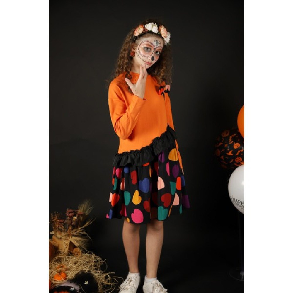 SheShe 04 12 Yaş Kız Çocuk Mix Hearts Elbise Kız Çocuk Elbise Fiyatı