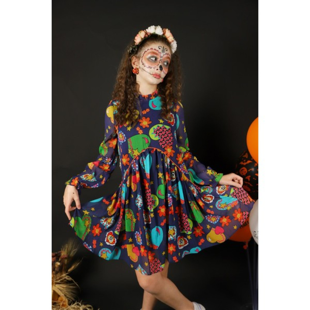 SheShe 04-12 Yaş Kız Çocuk Pop Art Elbise Kız Çocuk Elbise Fiyatı
