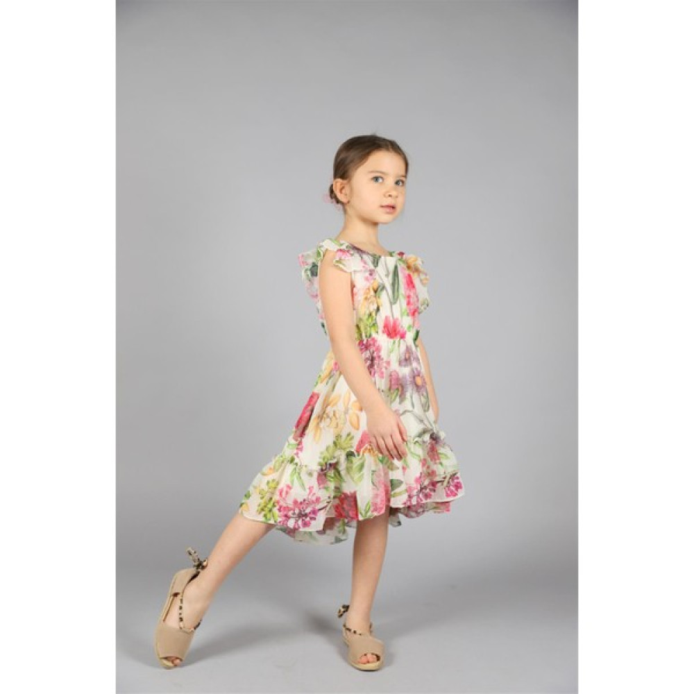 SheShe 04 - 12 Yaş Kız Çocuk Renkli Floral Elbise Kız Çocuk Elbise Fiyatı