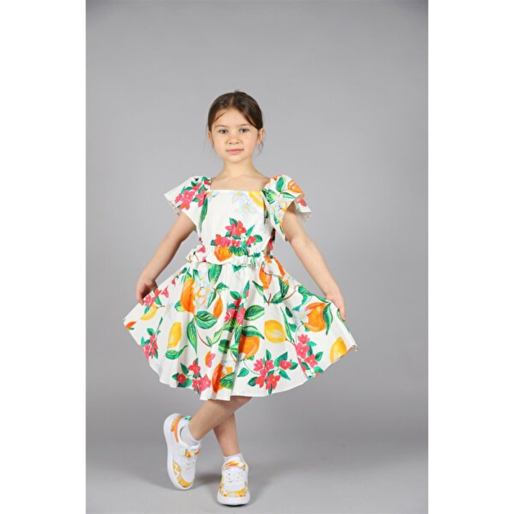 SheShe 04-12 Yaş Kız Çocuk Renkli Lemons Elbise Kız Çocuk Elbise Fiyatı