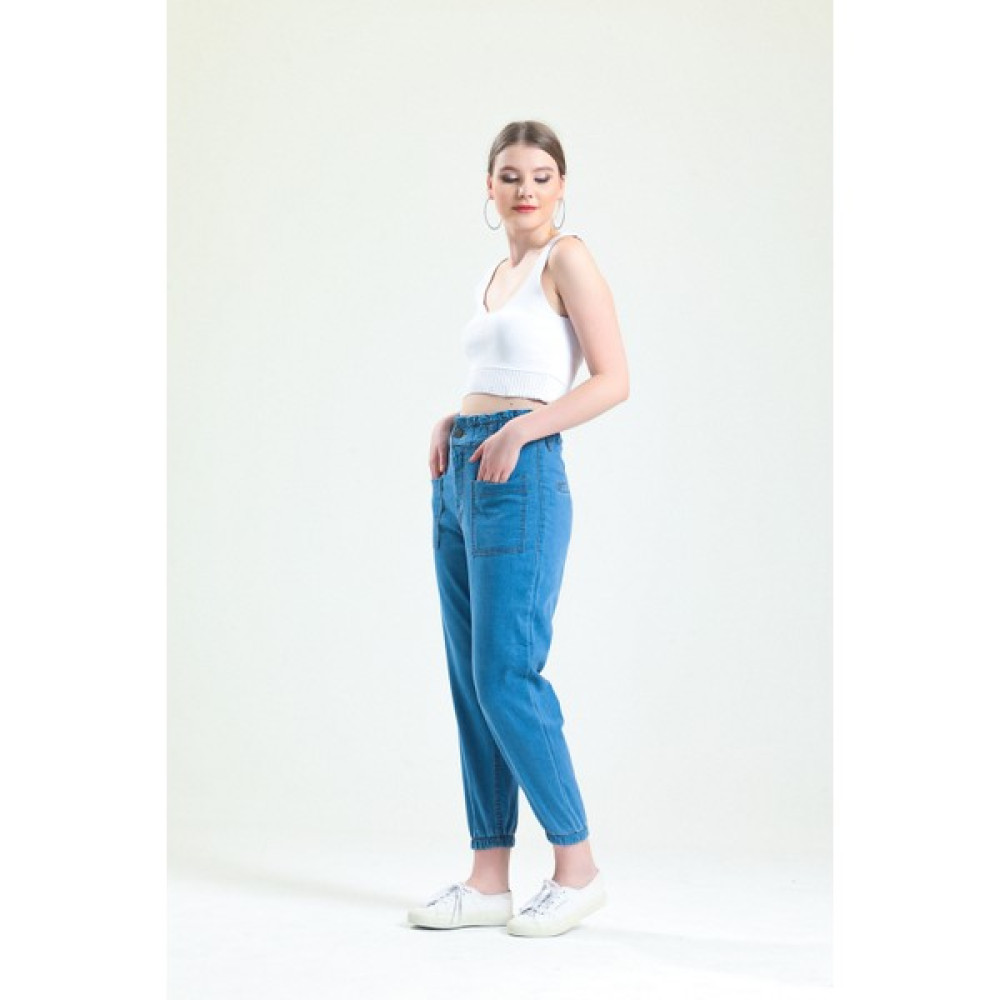 Shevega Mavi Cep Detaylı Jogger Mom Jean (Ince Kumaş) Bayan Jeans / Kot Pantolon Fiyatı