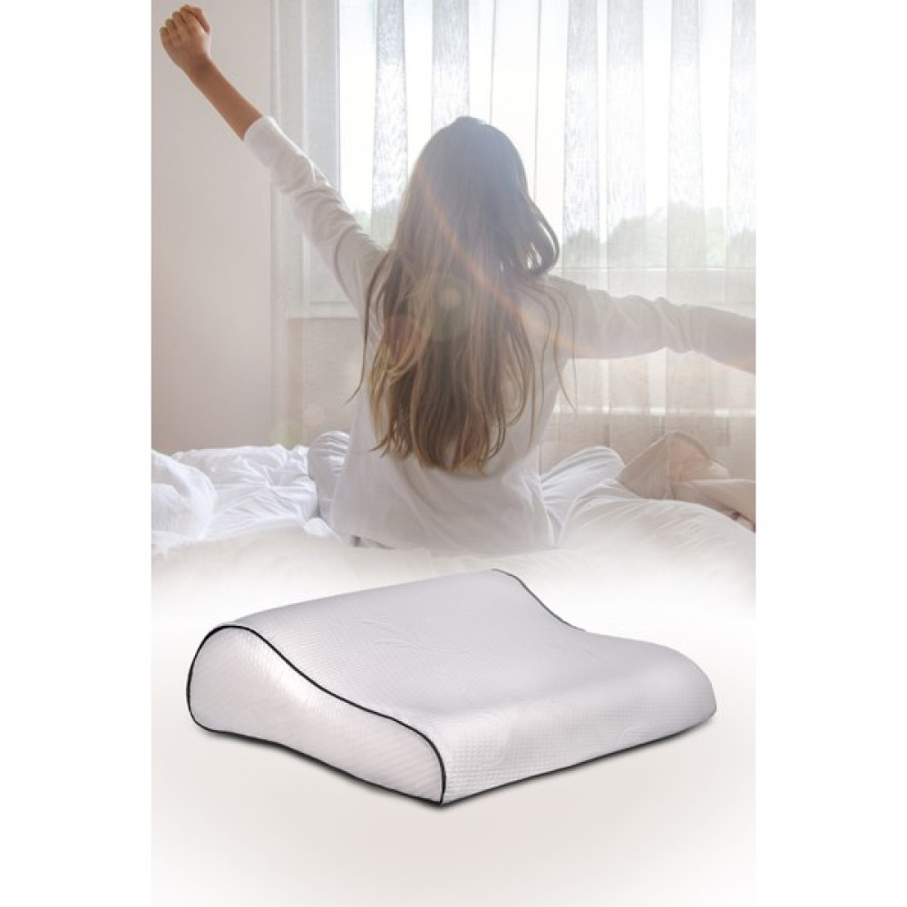SHG HOME Visco Yastık Boyun Fıtığı Boyun Düzleşmesi Yastığı Boyun Destekli Ortopedik Yastık - 60 x 40 cm - Beyaz Yastık Fiyatı