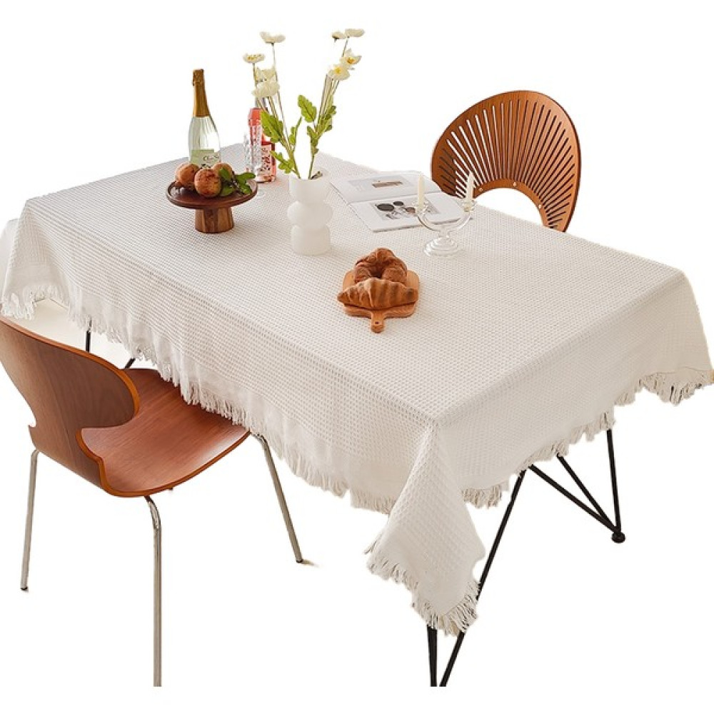 Shidanli Krem Tarzı Masa Örtüsü Pamuk ve Keten Öğrenci Sırası Yemek Masası Kumaşı Sehpa Masa Örtüsü (Yurt Dışından) - Beyaz - 180 x 260 cm Masa Örtüsü Fiyatı
