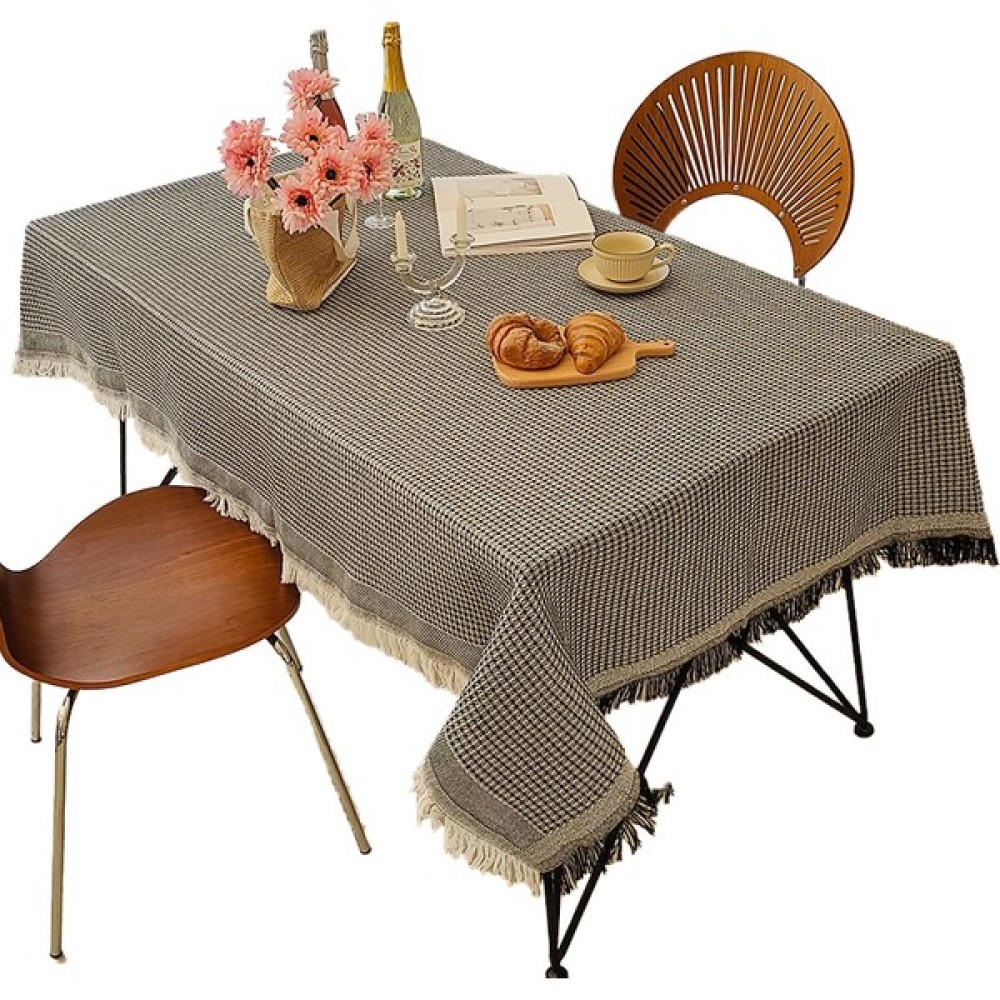 Shidanli Krem Tarzı Masa Örtüsü Pamuk ve Keten Öğrenci Sırası Yemek Masası Kumaşı Sehpa Masa Örtüsü (Yurt Dışından) - Siyah - 180 x 180 cm Masa Örtüsü Fiyatı
