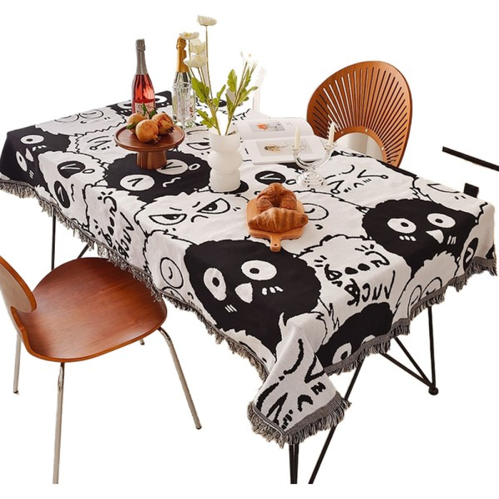 Shidanli Krem Tarzı Masa Örtüsü Pamuk ve Keten Öğrenci Sırası Yemek Masası Kumaşı Sehpa Masa Örtüsü (Yurt Dışından) - Siyah - Beyaz - 180 x 260 cm Masa Örtüsü Fiyatı