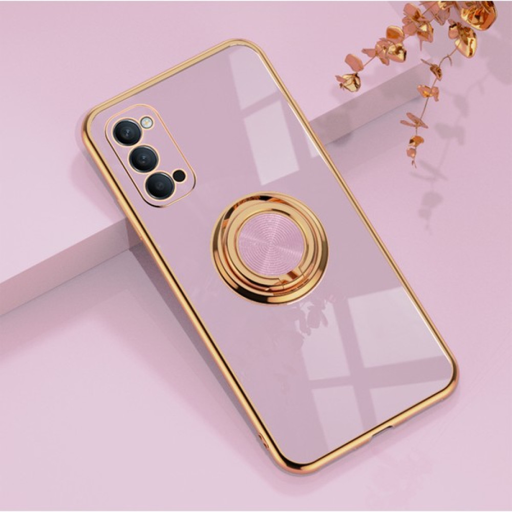Shin-Wo Oppo Reno5 Pro / Reno 5 Pro İçin Telefon Kılıfı Roating Ring Standlı Elektro Kaplama Tpu Kılıf (Yurt Dışından) - Mor Cep Telefonu Kılıfı Fiyatı