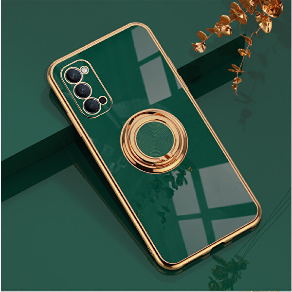 Shin-Wo Oppo Reno5 / Reno 5 İçin Telefon Kılıfı Roating Ring Standlı Elektro Kaplama Tpu Kılıf (Yurt Dışından) - Koyu Yeşil Cep Telefonu Kılıfı Fiyatı