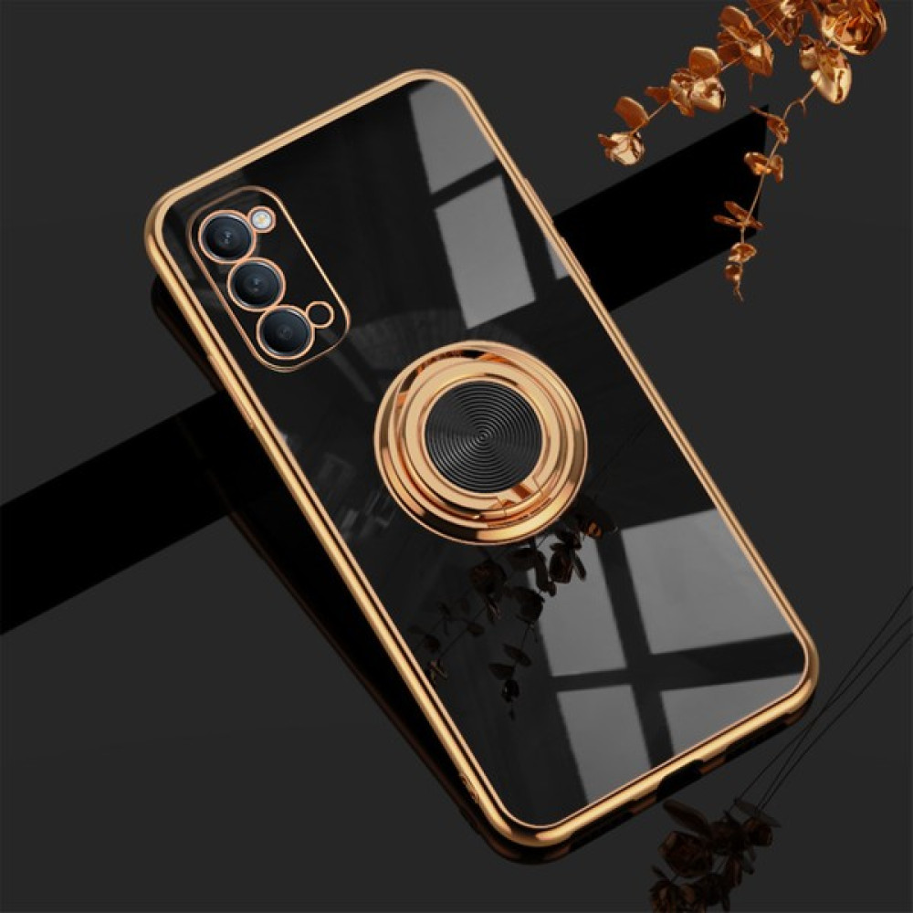 Shin-Wo Oppo Reno5 / Reno 5 İçin Telefon Kılıfı Roating Ring Standlı Elektro Kaplama Tpu Kılıf (Yurt Dışından) - Siyah Cep Telefonu Kılıfı Fiyatı