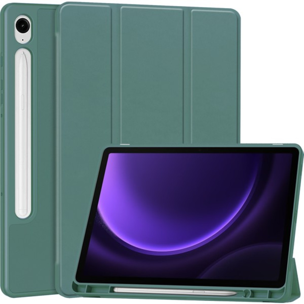 Shin-Wo Samsung Galaxy Tab S9 Fe Folio Kılıf Çok Açılı Standlı Ince Hafif Koruyucu Kapak (Yurt Dışından) - Koyu Yeşil Tablet Kılıfı Fiyatı