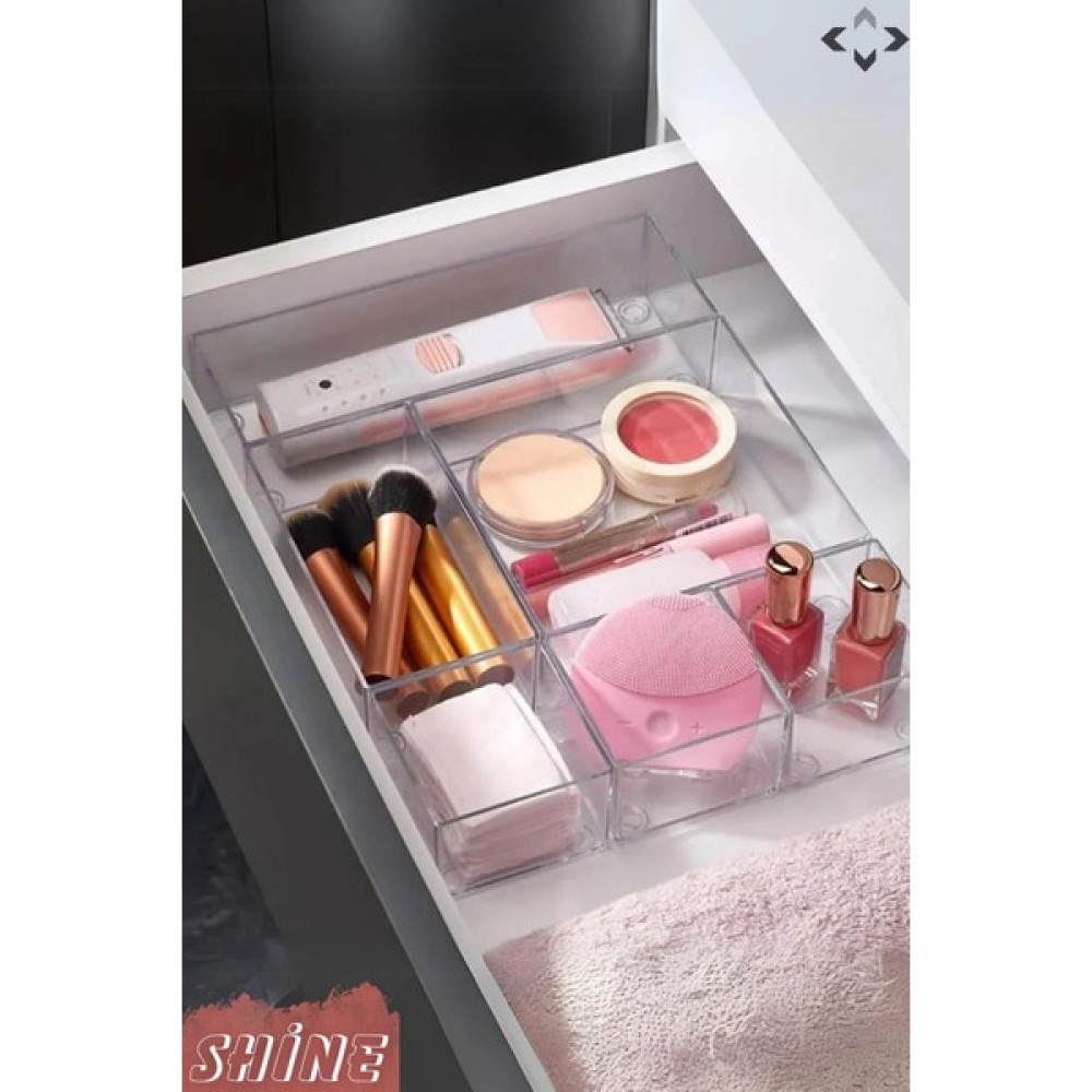 Shine 6 Pcs Organizer Düzenleyici Set Modüler Çekmece Içi Düzenleyici Organizer Set 6 Parça Makyaj Fırça ve Aksesuarları Fiyatı