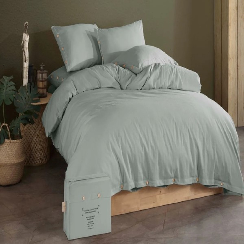Shine Home %100 Pamuk 4 Parça Lastik Çarşaflı Çift Kişilik Naturel Nevresim Takımı - 200 x 220  cm - Gri Nevresim Takımı Fiyatı
