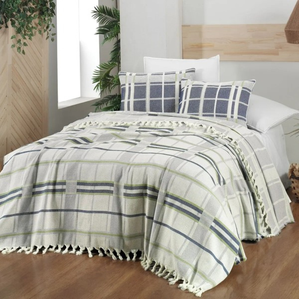 Shine Home 3 Parça Pamuklu Çift Kişilik Yatak Örtüsü Seti Renk Gri - 220 x 240 cm Yatak Örtüsü Fiyatı
