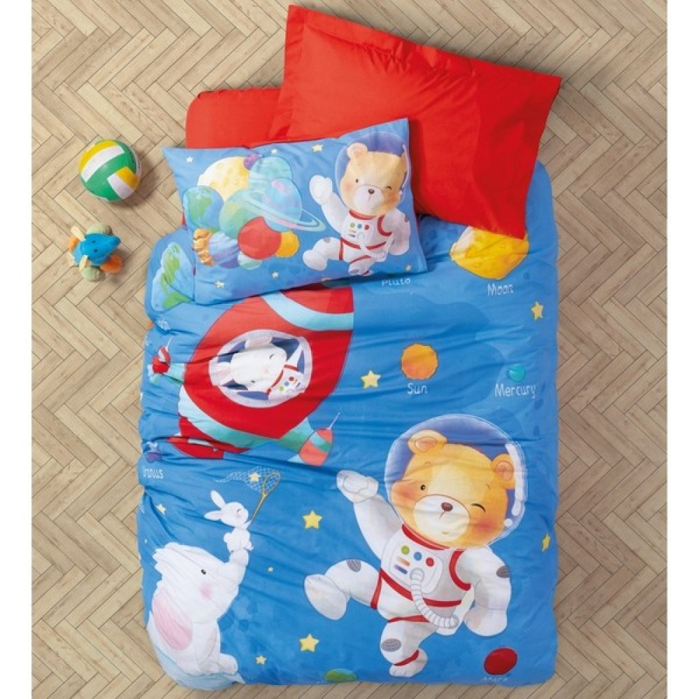 Shine Home Genç Odası %100 Pamuk Lastik Çarşaflı Çocuk Nevresim Takımı Mavi Renk - 160 x 220 cm Bebek Nevresim Takımı Fiyatı