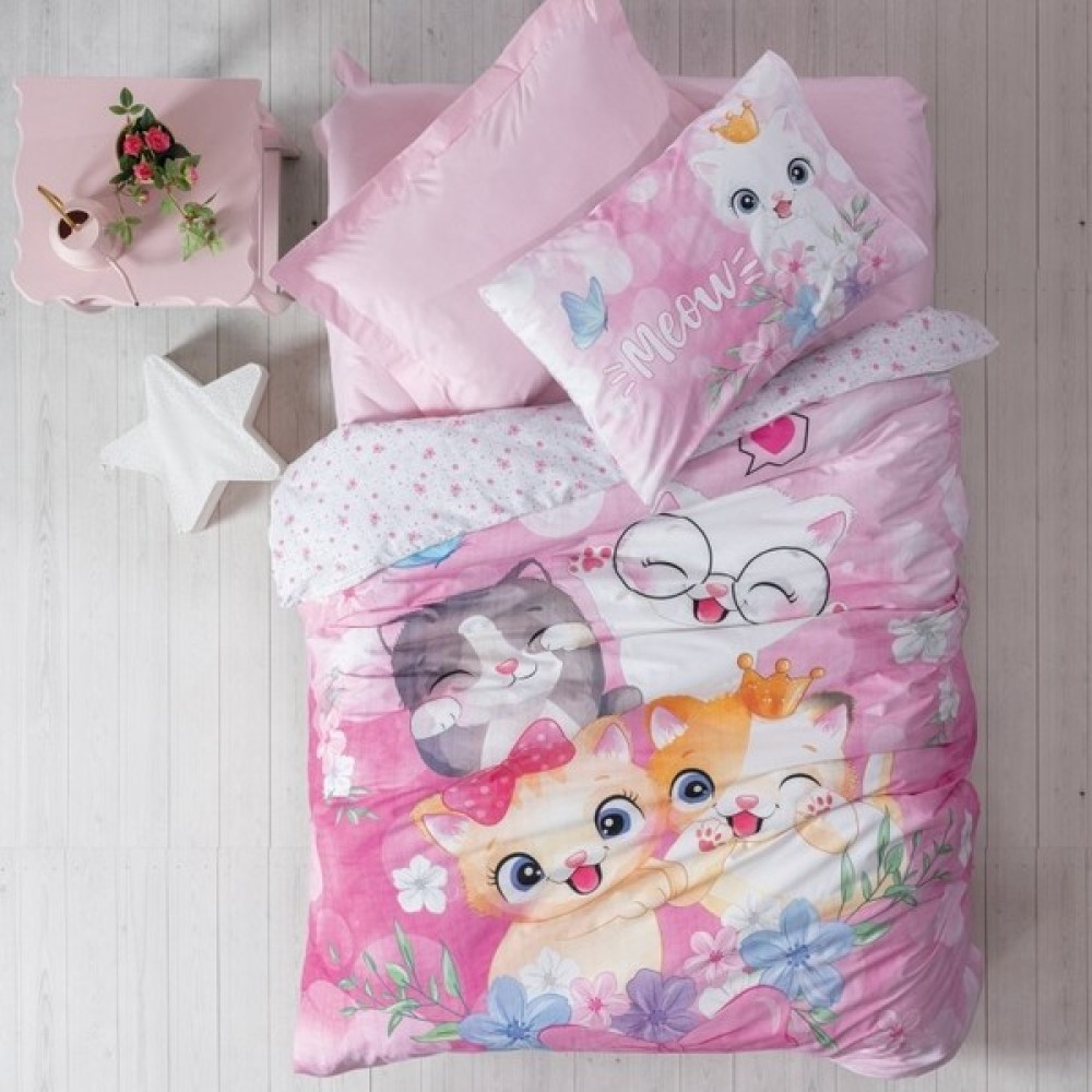 Shine Home Genç Odası %100 Pamuk Lastik Çarşaflı Nevresim Takımı Pembe Renk - 160 x 220 cm Bebek Nevresim Takımı Fiyatı