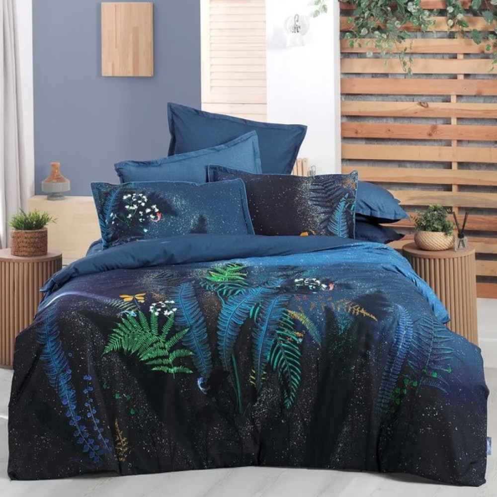 Shine Home King Size 4 Parça Pamuk Battal Boy Poplin Nevresim Takımı (240 x 220) Renk Mavi - Koyu Mavi - 240 x 220 cm Nevresim Takımı Fiyatı