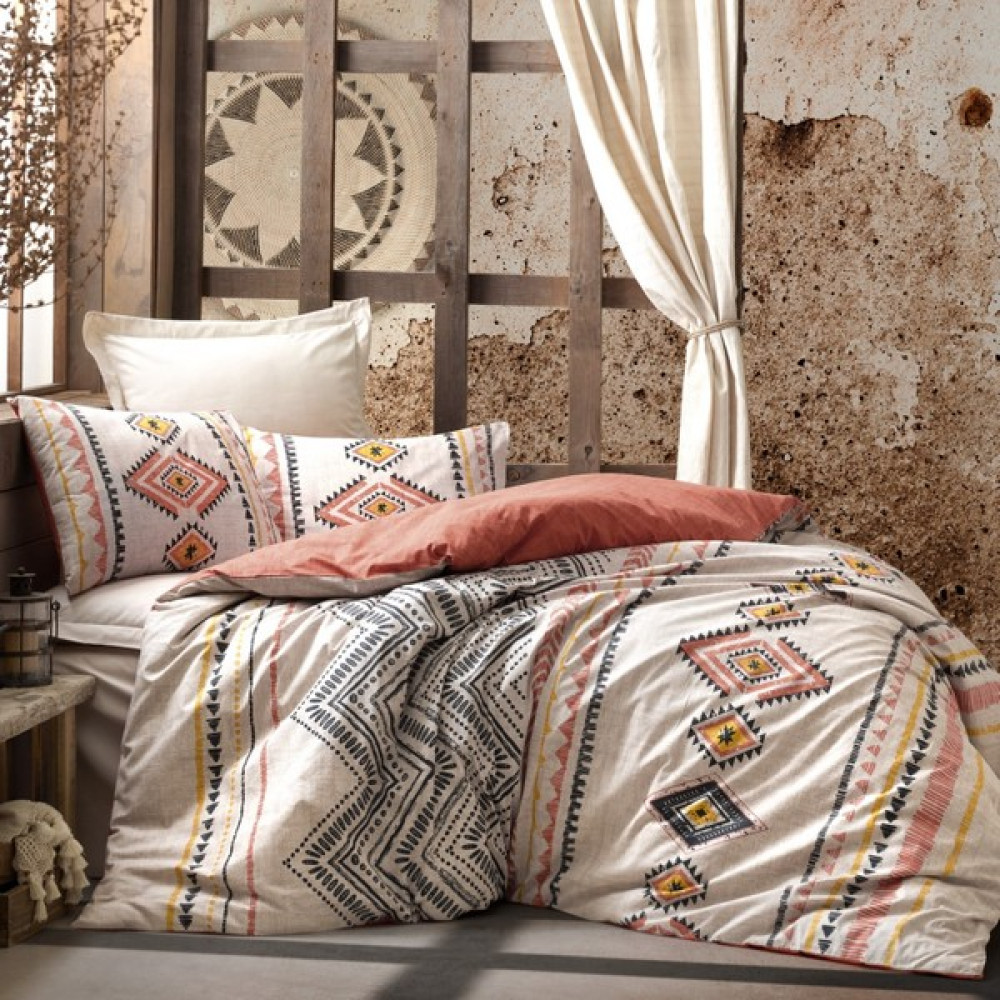 Shine Home King Size 6 Parça %100 Pamuk Desenli Lastik Çarşaflı Çift Kişilik Nevresim Takımı - Kiremit - 260 x 240 cm Nevresim Takımı Fiyatı