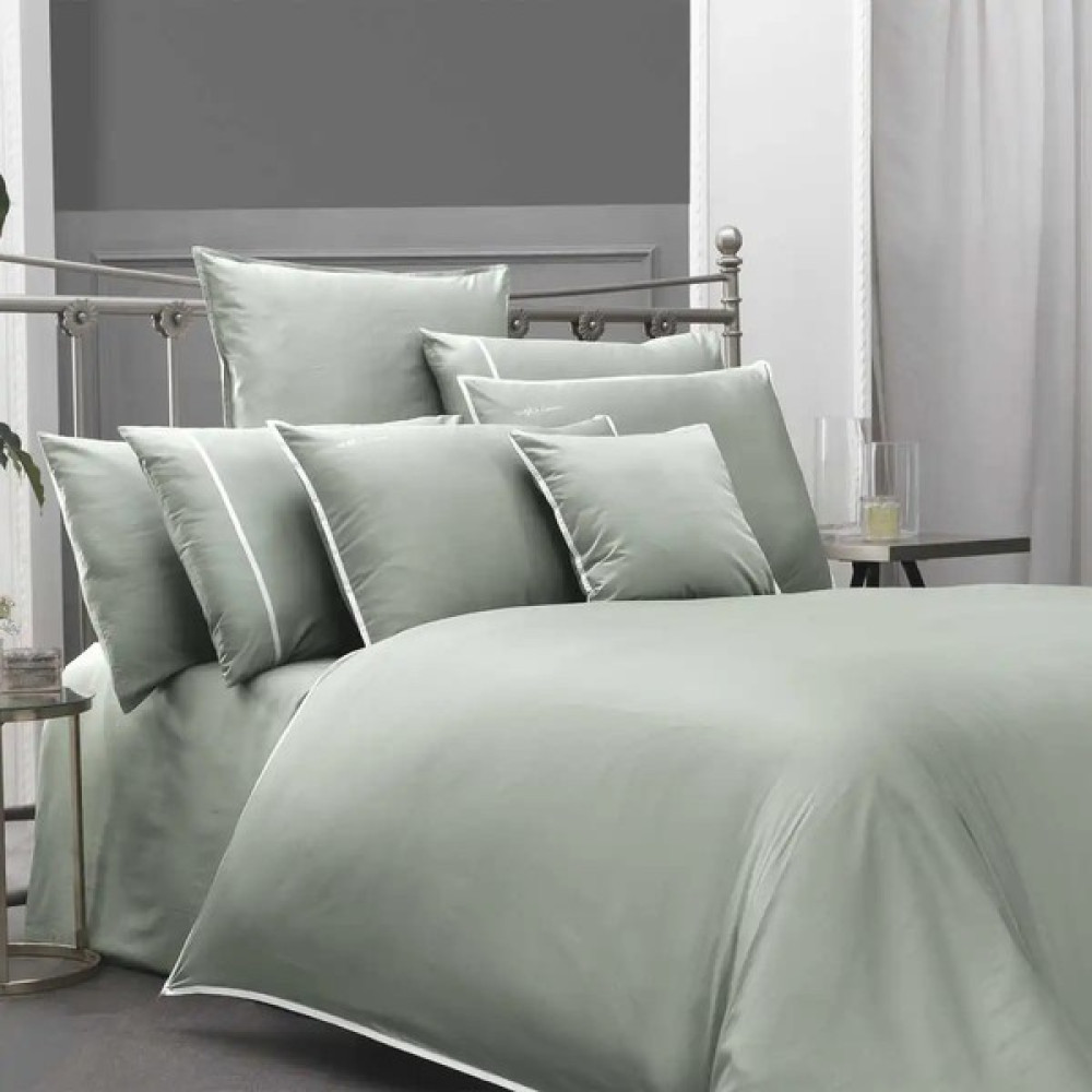 Shine Home King Size 6 Parça Mısır Pamuğu Saten Nevresim Takımı (500 Tc - 200 Tel) - Açık Yeşil - 240 x 220 cm Nevresim Takımı Fiyatı