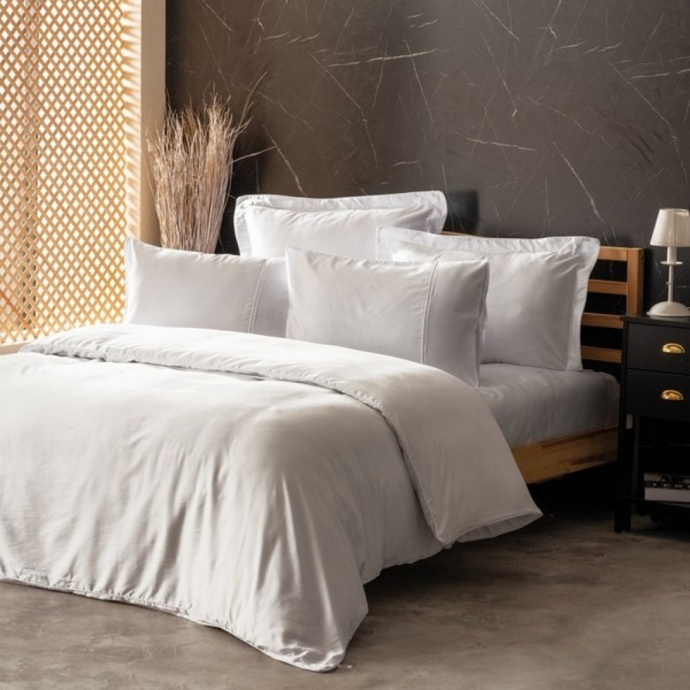 Shine Home King Size 6 Parça Pamuksaten Battal Biyeli Çift Kişilik Nevresim Takımı (300 Tc 120 Tel) - Beyaz - 240 x 220 cm Nevresim Takımı Fiyatı