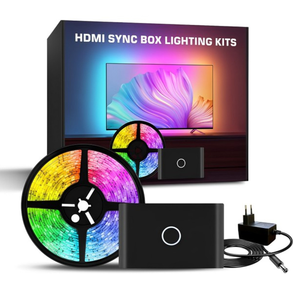 Shine In Home, CSG90, HDMI Bağlantılı Görüntü ve Ortam Sesi ile Senkronize TV Arkası LED Işıklandırma Seti HDMI Sync Box Set(58-65" TVLER) Led Aydınlatmalar Fiyatı