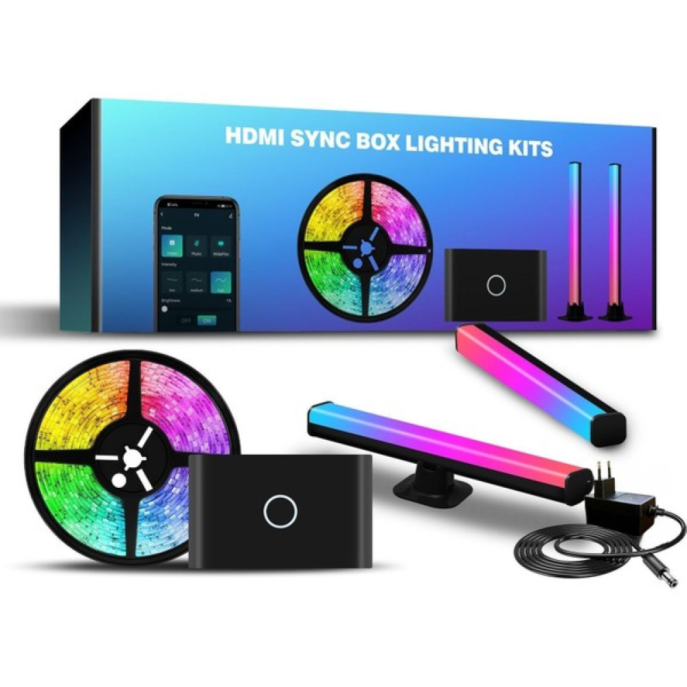 Shine In Home CSG90B, HDMI Bağlantılı Görüntü ve Ortam Sesi ile Senkronize Tv Arkası Rgbıc LED Işıklandırma Seti (+2 Adet Dekoratif LED Bar) , HDMI... Led Aydınlatmalar Fiyatı