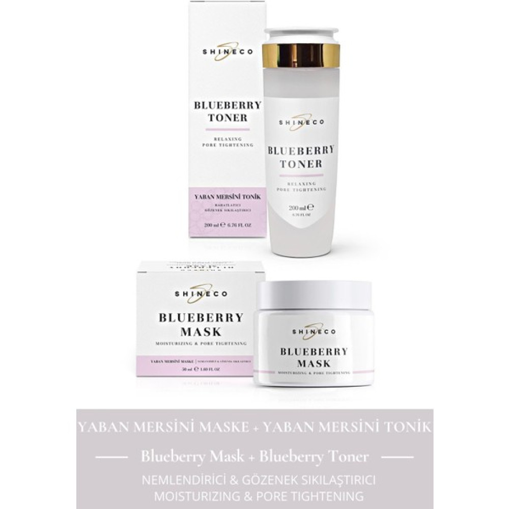 Shineco Yaban Mersini Özlü Ikili Yüz Bakım Seti ve Yaban Mersini Maske 50 ml Yaban Mersini Tonik 200 ml Ikili Maskeler Fiyatı
