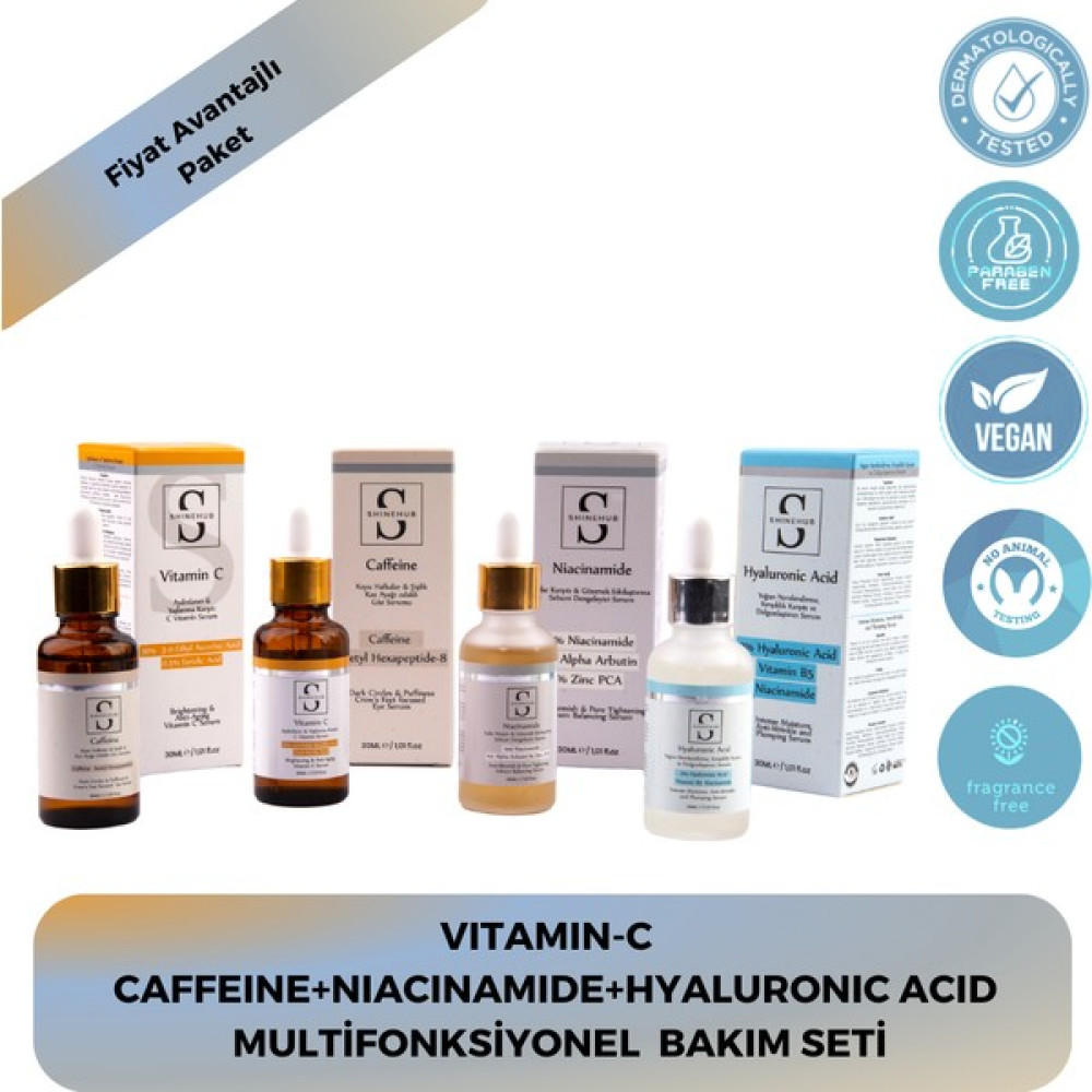Shinehub C Vitamin & Caffeıne & Nıacınamıde & Hyaluronıc Acıd Multifonksiyonel Cilt Bakım Serum Seti Oto Boyaları Fiyatı