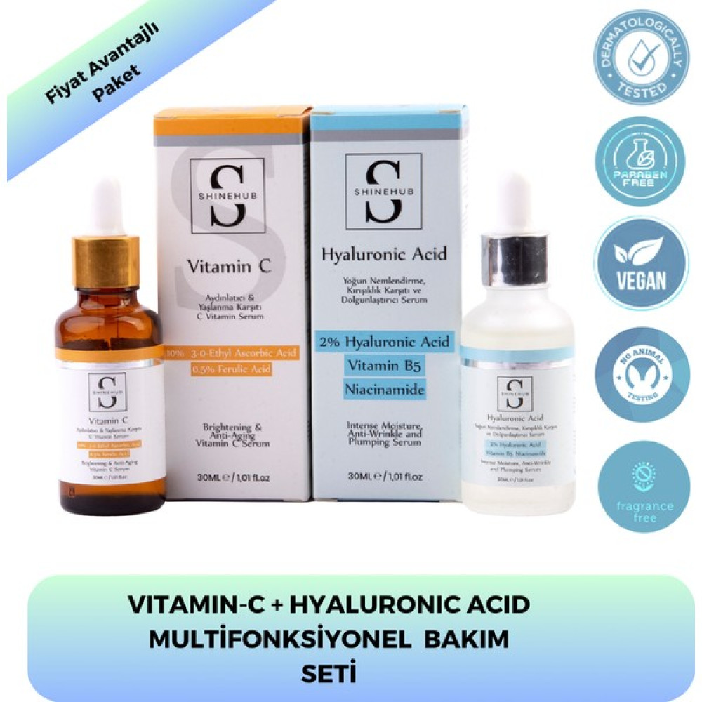 Shinehub C-Vitamin & Hyaluronic Acid Multifoksiyonel Cilt Bakım Serum Seti Anti-Aging / Yaşlanma Karşıtı Fiyatı