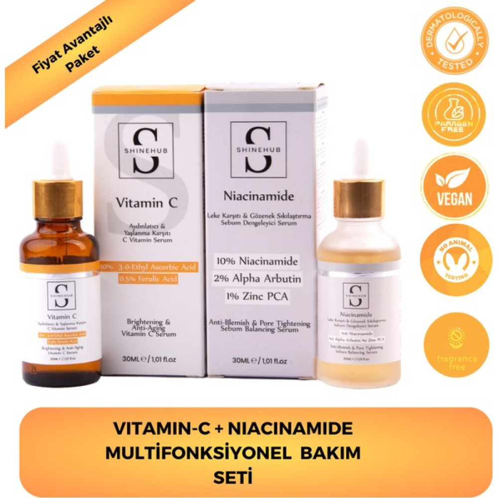 Shinehub C Vitamini-Niacinamide Multifonksiyonel Cilt Bakım Serum Seti Oto Boyaları Fiyatı