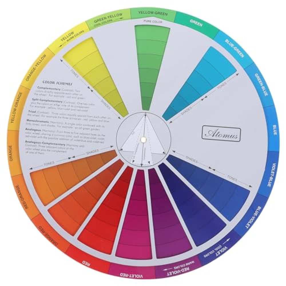 SHINEOFI Creative Color Wheel Paint Mixing Learning Guide Color Matching Color Wheel Board Chart Art Class Teaching Tool for Makeup Painting Drawing Color Learning Rotation Wheel