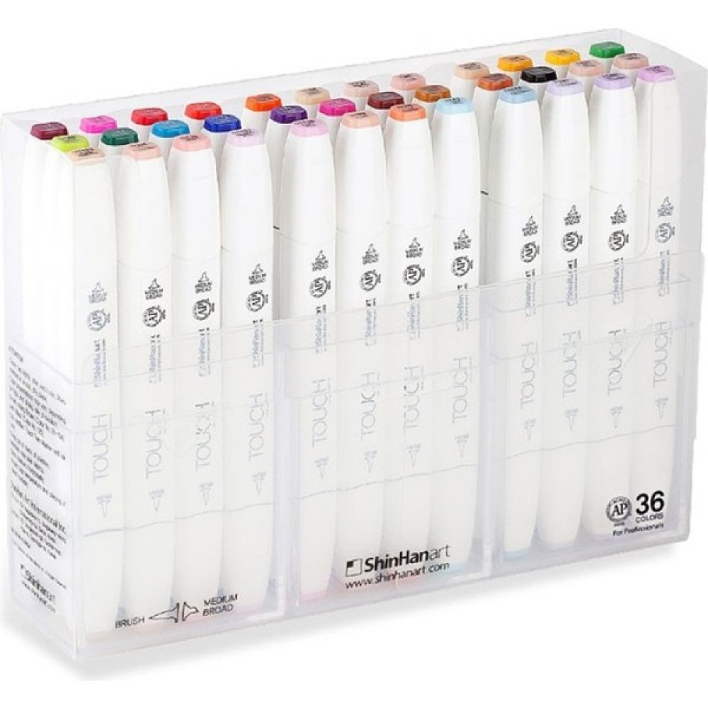 Shinhan Art Touch Twın Brush Pen : Çift Taraflı Marker Seti : 36'lı - Renkli - Standart Keçe Uçlu Kalem Fiyatı