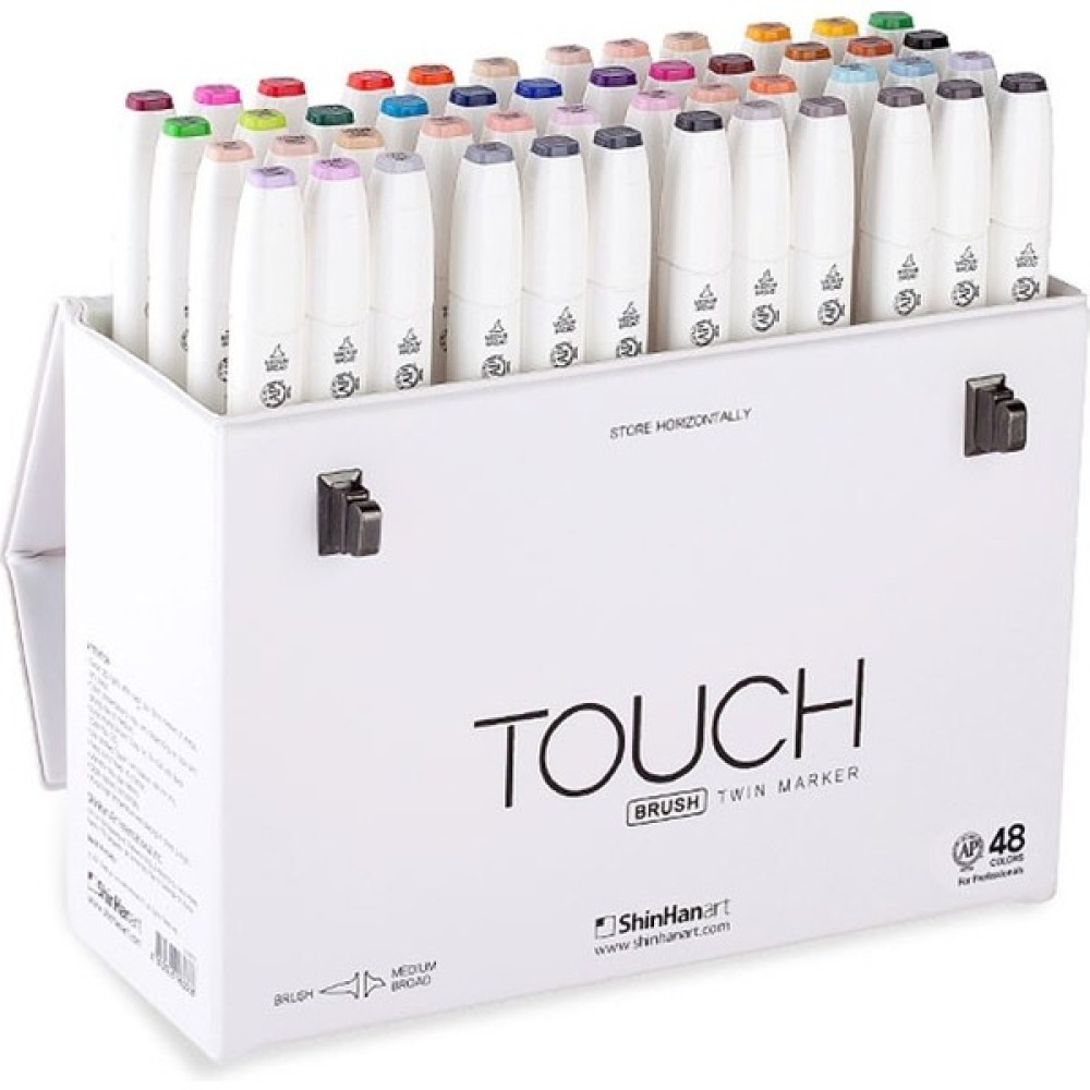 Shinhan Art Touch Twın Brush Pen : Çift Taraflı Marker Seti : 48'li - Renkli - Standart Keçe Uçlu Kalem Fiyatı