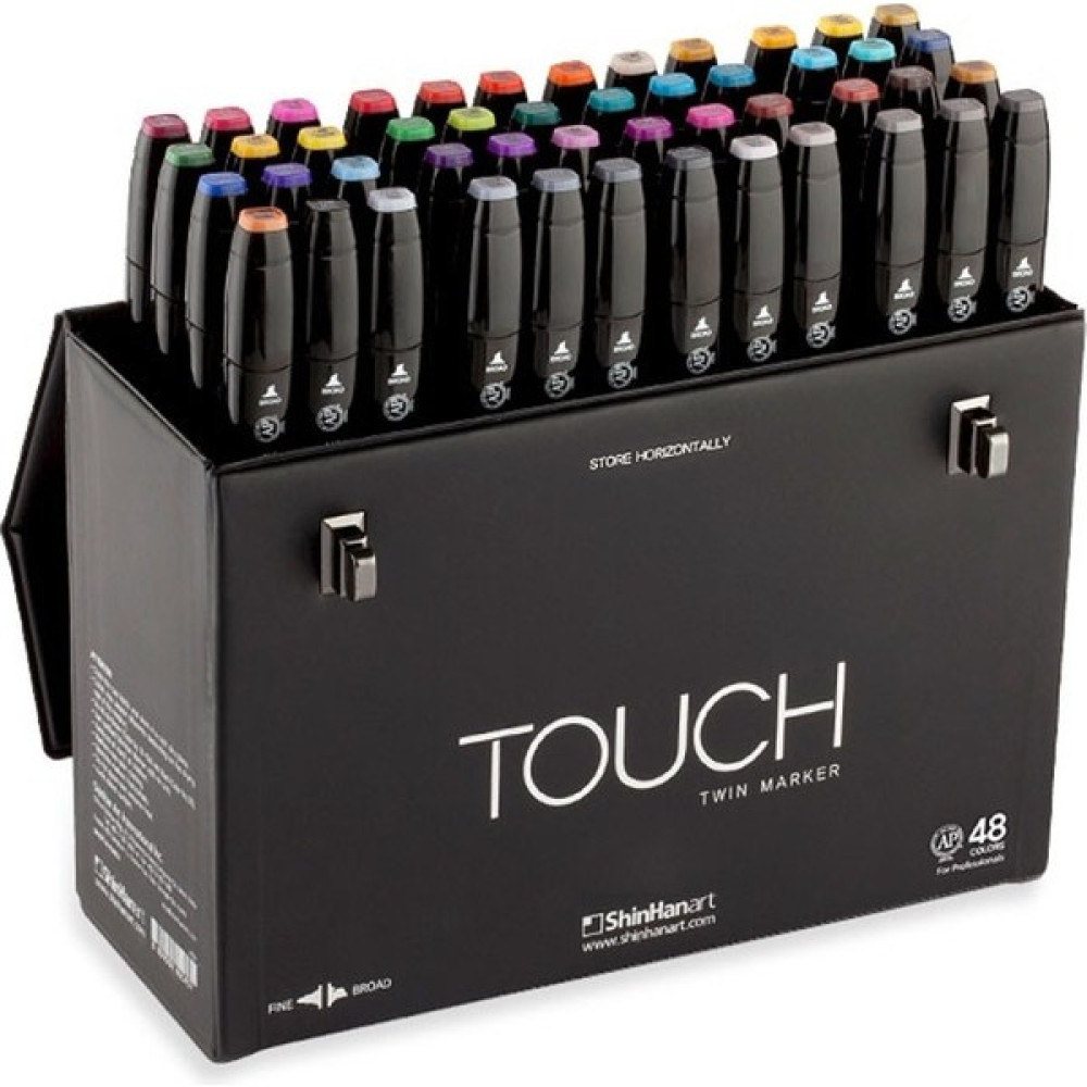 Shinhan Art Touch Twin Marker Pen : Çift Uçlu Marker Kalemi : 48Lİ Set - Renkli - Standart Keçe Uçlu Kalem Fiyatı