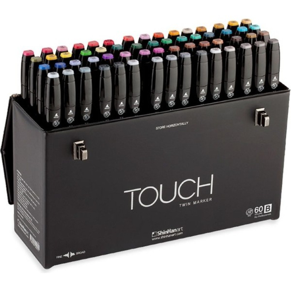 Shinhan Art Touch Twin Marker Pen : Çift Uçlu Marker Kalemi : 60LI Set B - Renkli - Standart Keçe Uçlu Kalem Fiyatı