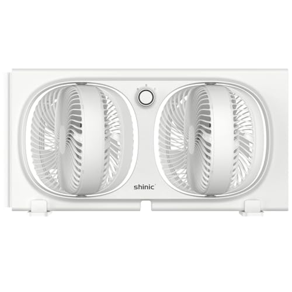 shinic 9" Twin Window Fan with 270° Rotatable Fans, 2-Speeds, Vertical Window Fan with Rigid & Accordion Expanders, Width Adjustable (21.65" To 33.27"), Ideal for Home, Kitchen, Bedroom, Office
